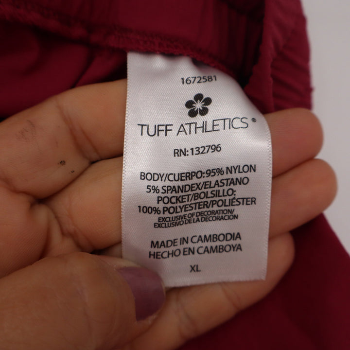 Tuff Athletics Mens XL Burgundy Red Performance Shorts Drawstring