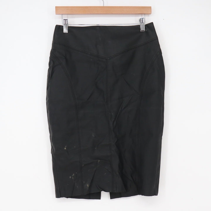 Express Skirt Womens 6 Pencil Black Faux Leather High Waisted Fair