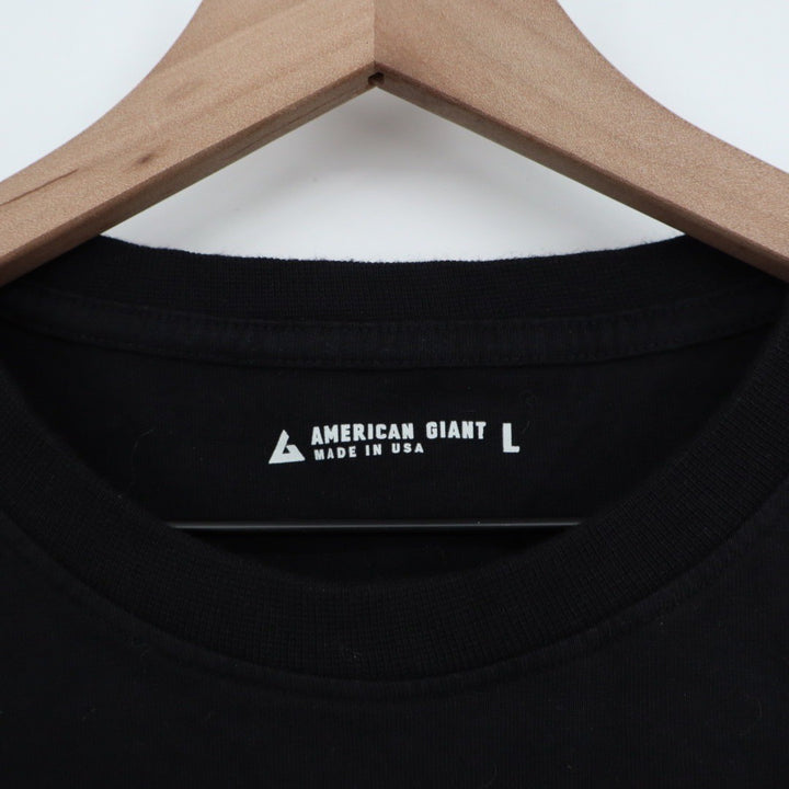 American Giant Mens Black Crew Neck Pocket T Shirt Size L Made in USA