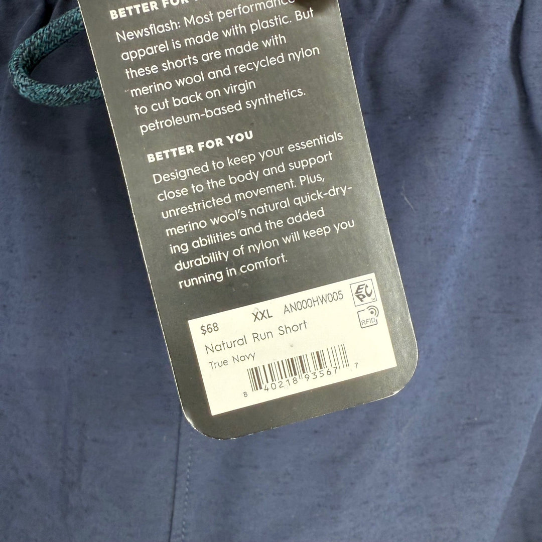 Allbirds Natural Run Shorts XXL Navy Blue Merino Wool Blend Athletic Performance