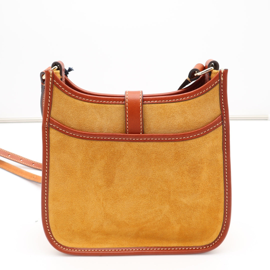 Dooney & Bourke Suede Small Kiley Crossbody Bag Honey Tan Leather Trim New