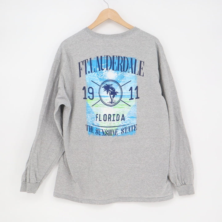 Gildan Sweatshirt Mens XL Gray Ft. Lauderdale Florida The Sunshine State Graphic