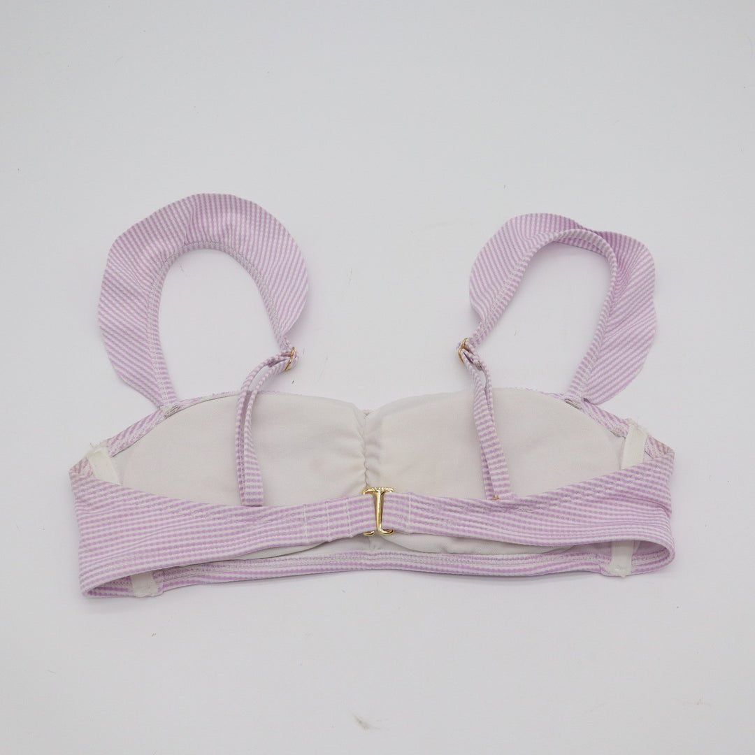 Xhilaration Purple White Seersucker Ruffle Bikini Top Small