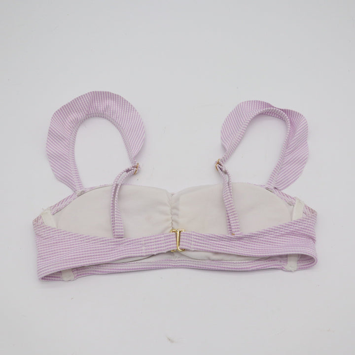 Xhilaration Purple White Seersucker Ruffle Bikini Top Small