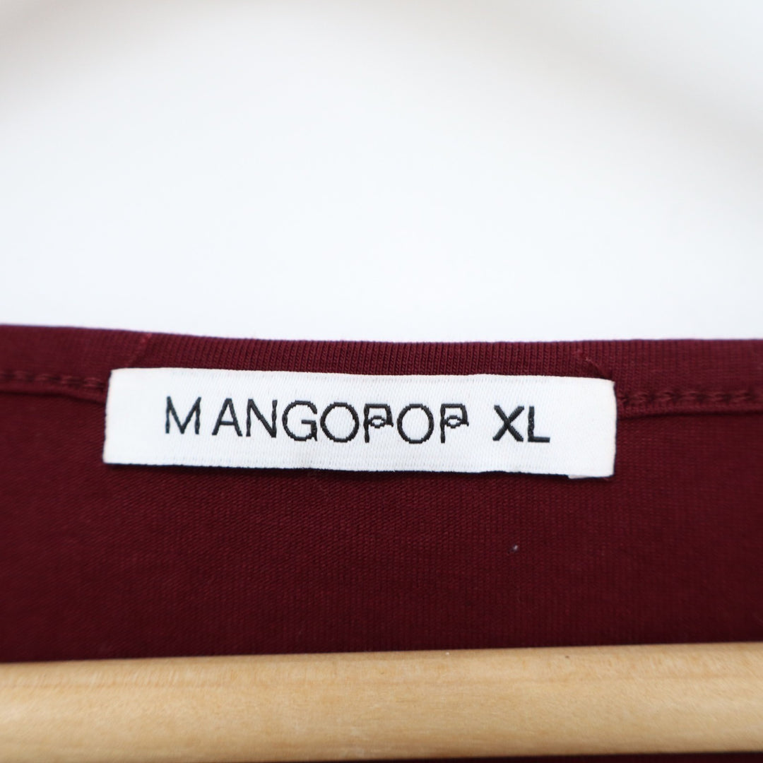 Mangopop Bodysuit One Piece Womens XL Maroon Knitted Long Sleeve Square Neck