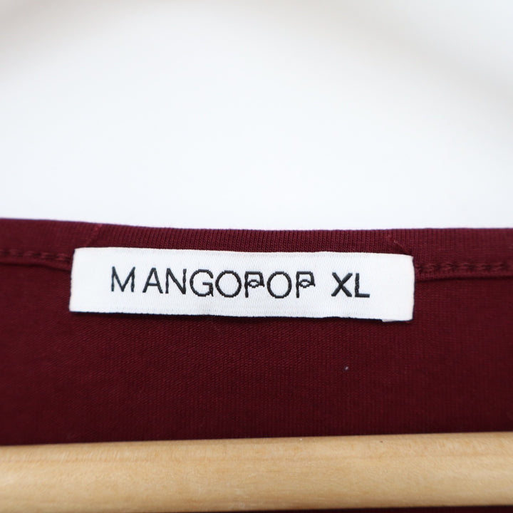 Mangopop Bodysuit One Piece Womens XL Maroon Knitted Long Sleeve Square Neck