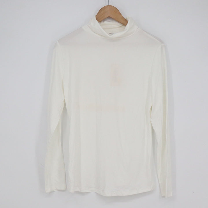 Ekouaer Womens White Long Sleeve Turtleneck Top Stretch Jersey Size M NEW