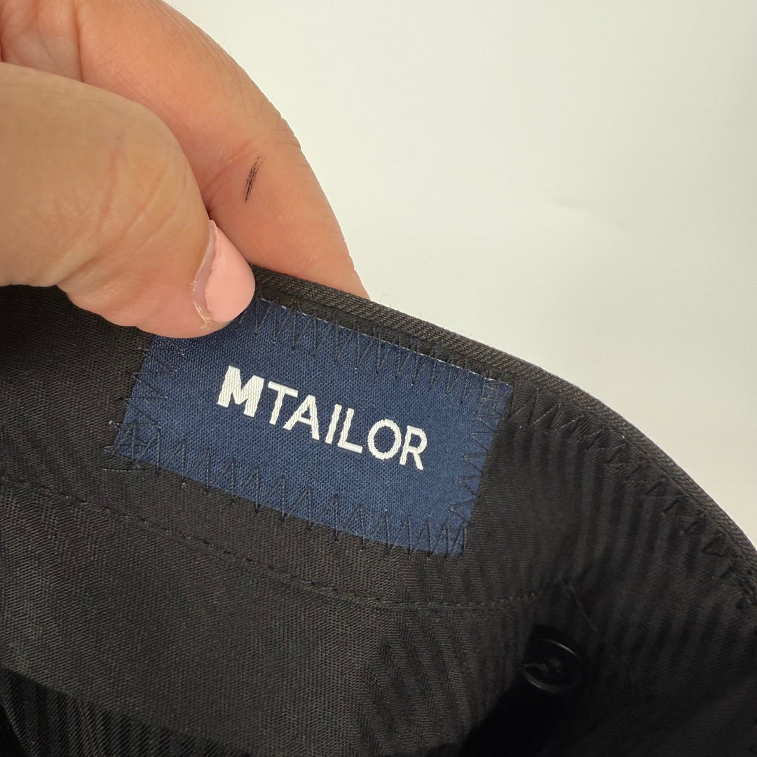 MTAILOR Mens Black Dress Pants Size 44x32 Flat Front Straight Leg Formal