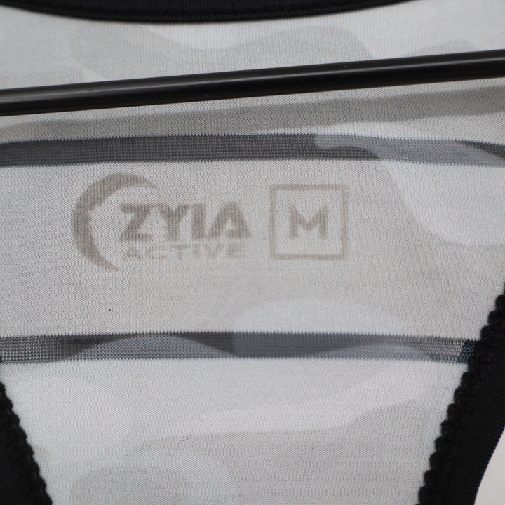 Zyia Tank Women M Gray Camo Striped Racerback Activewear Excellent
