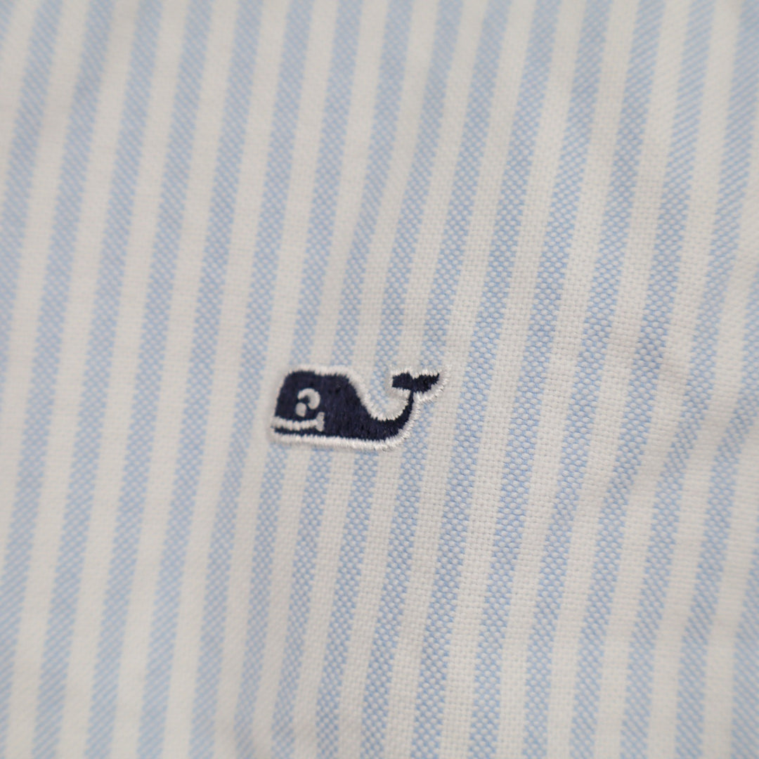 Vineyard Vines Mens XL Blue White Striped Whale Shirt Cotton Button Down Oxford