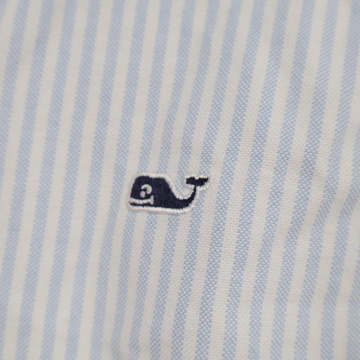 Vineyard Vines Mens XL Blue White Striped Whale Shirt Cotton Button Down Oxford
