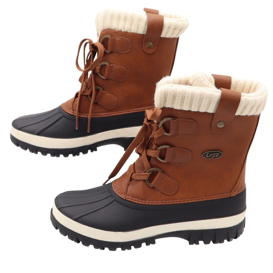 Lugz Duck Boots Womens 8 Tallulah Brown Black Water Resistant Faux Fur New