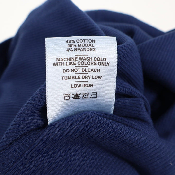 American Giant Luxe Rib Shirt Womens XL Blue Cotton Long Sleeve V-Notch Pullover