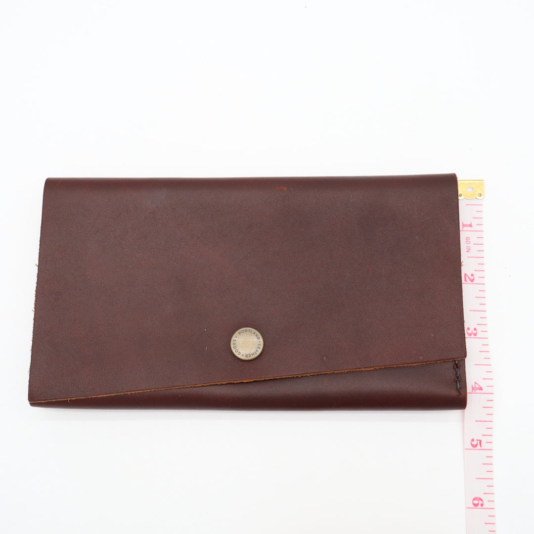 Portland Leather Goods Rancher Womens Tri-Fold Wallet Brown Leather 3 Card Slots