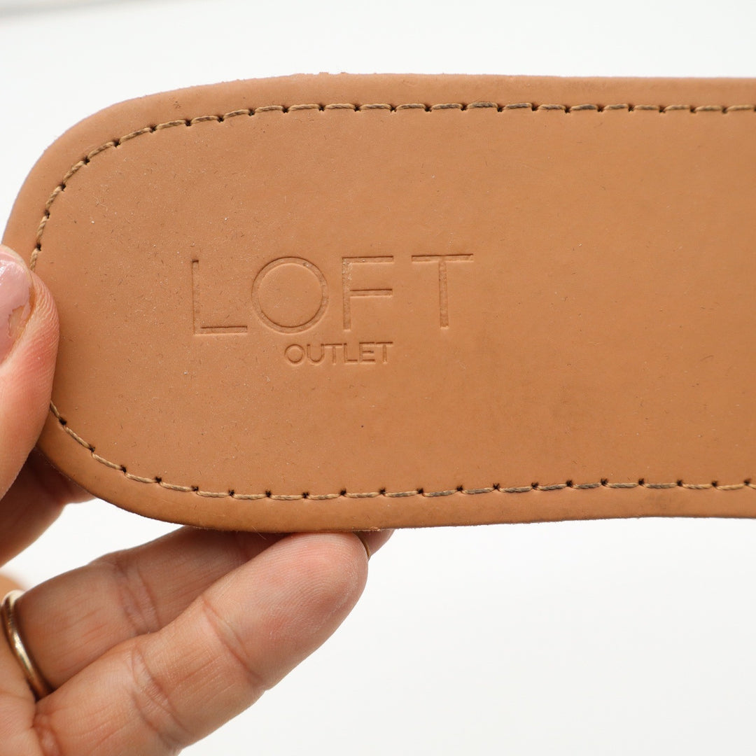 Loft Outlet Womens Cream Slide Sandals Tortoiseshell Buckle Flat Shoes Size 8M