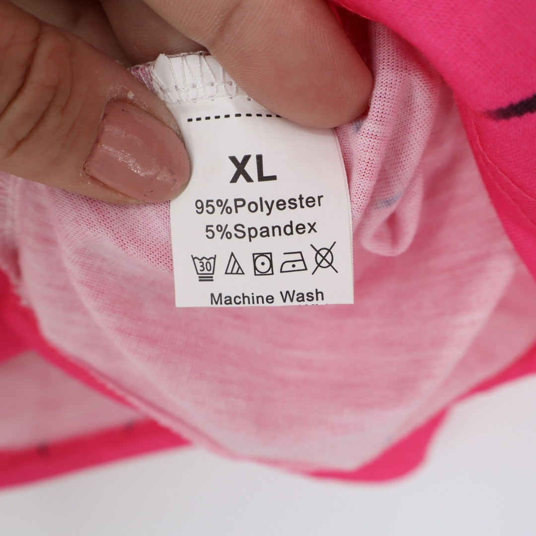 Hot Pink Abstract Dash Half Zip O-Ring Long Sleeve Top XL