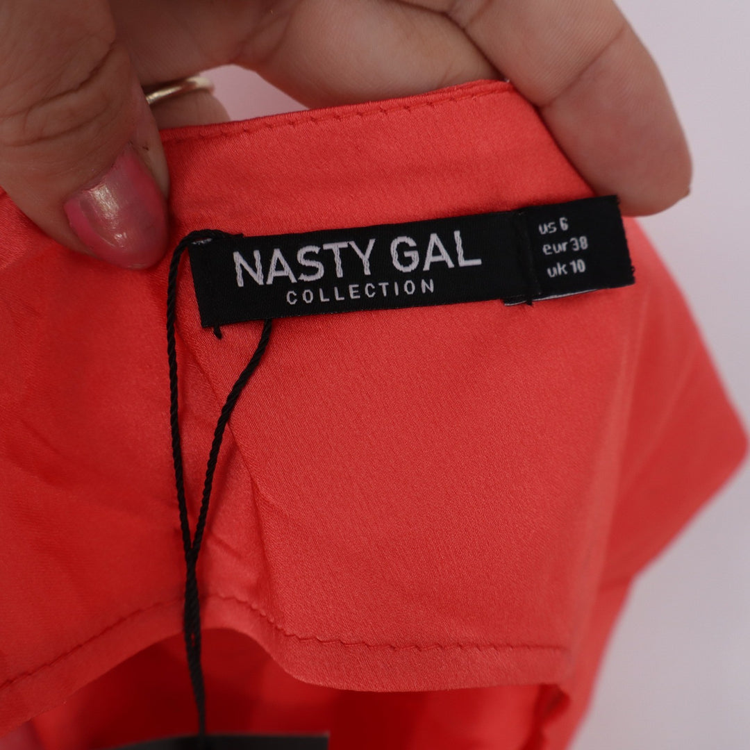 Nasty Gal Cami Women 6 Coral Satin Back Cutout NEW