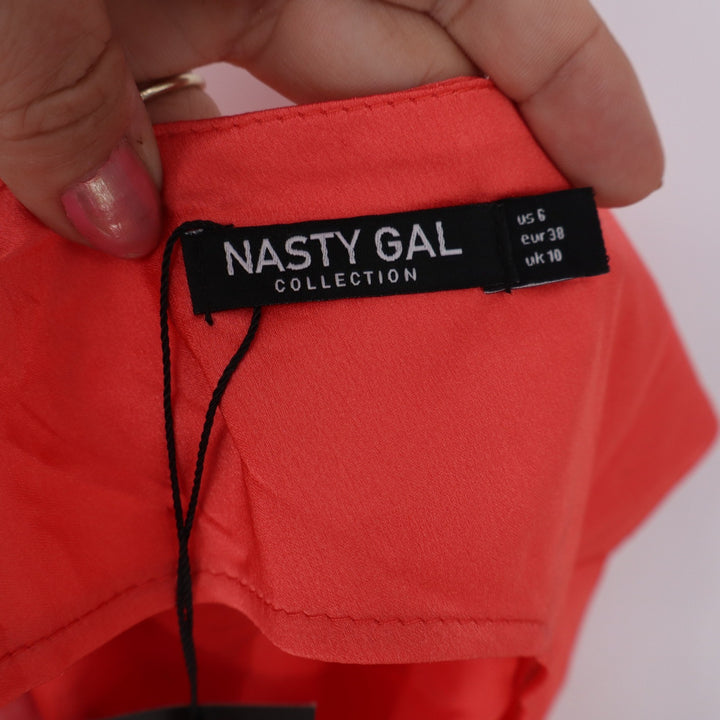 Nasty Gal Cami Women 6 Coral Satin Back Cutout NEW