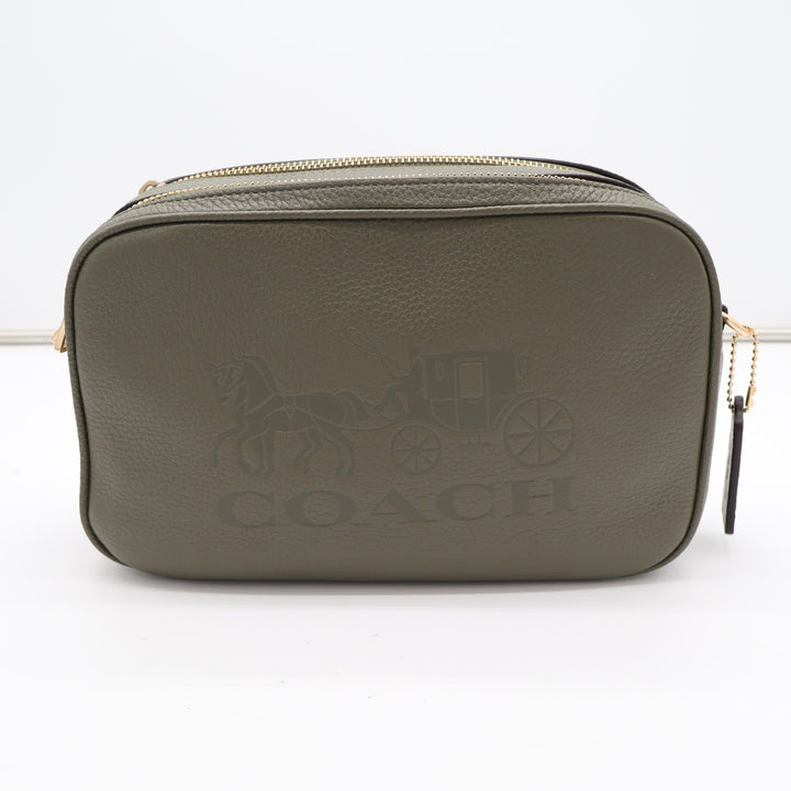 Coach Jes Crossbody Bag Fatigue Green Pebble Leather Horse Carriage Logo EAF143