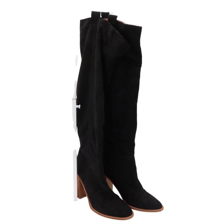 Mi.iM Womens Black Faux Suede Over The Knee Block Heel Boots Size 9 Pointed Toe