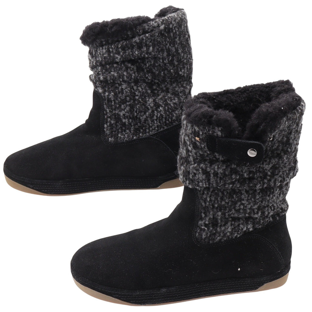 Tara M. Boots Womens 8 Chloe Black Suede Wool Knit Faux Fur Winter Excellent