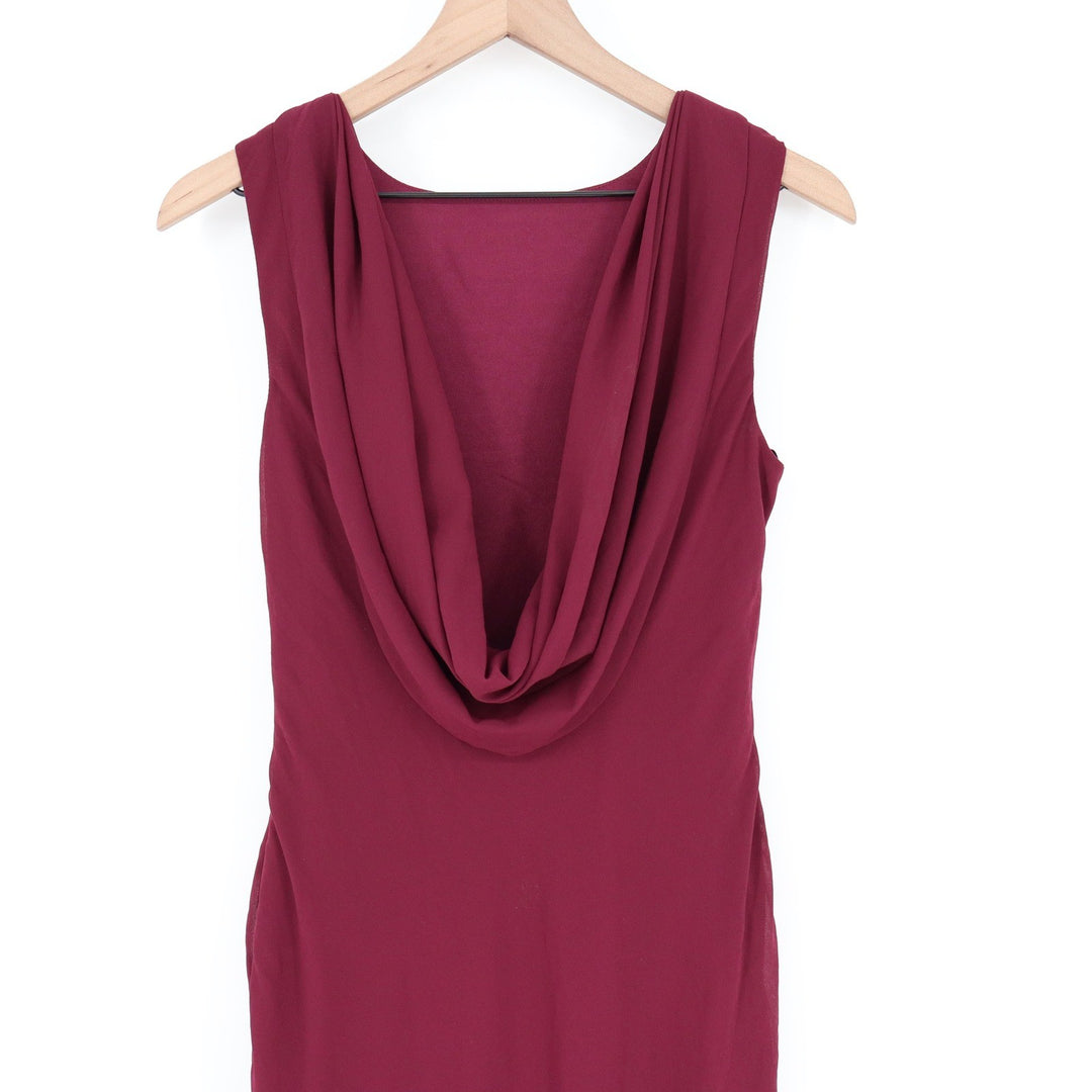 Lulus Burgundy Cowl Back Sleeveless Maxi Dress Side Slit Formal Gown Size M