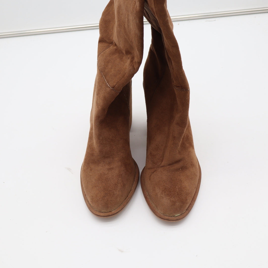 MiiM Womens Tan Faux Suede Slouchy Knee High Block Heel Boots Size 9