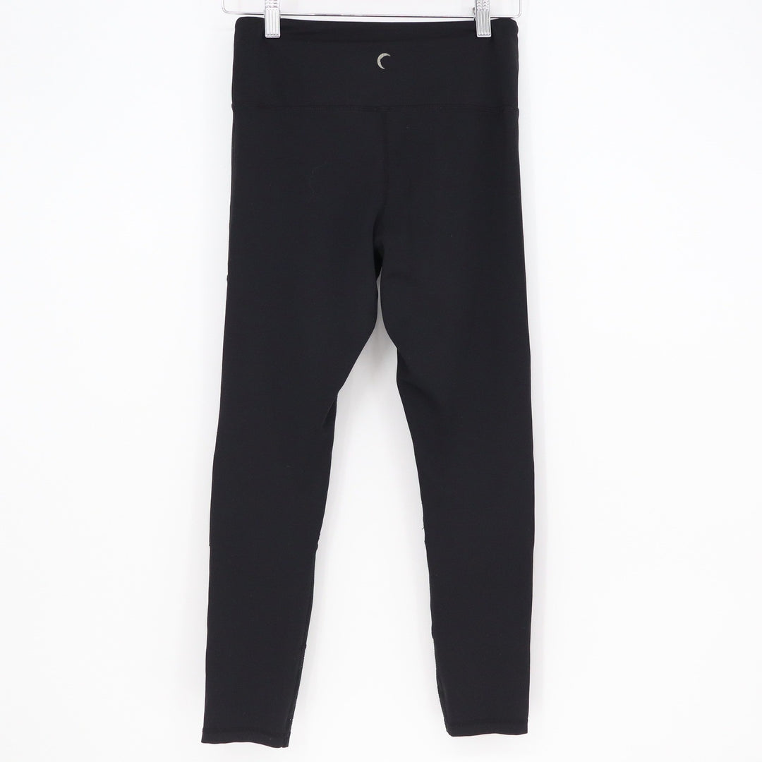 ZYIA Active Leggings Womens 6-8 Moto Ribbed Laser Cut Black Athleisure Good