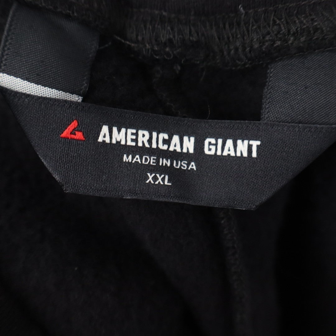 American Giant Sweatpants Men 2XL Black Cotton Fleece High Rise Drawstring Waist