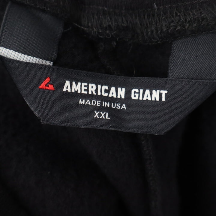 American Giant Sweatpants Men 2XL Black Cotton Fleece High Rise Drawstring Waist