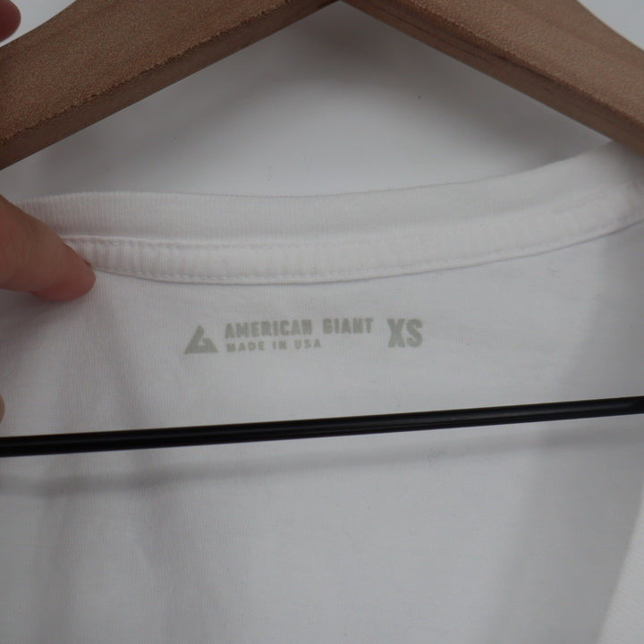 American Giant Classic V Neck T Shirt White Cotton Made USA Size XS