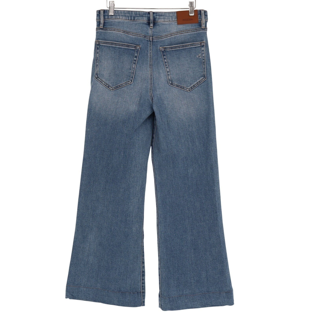 Hidden Los Angeles Flared Jeans Womens 29 Blue Denim Whiskered Pintuck Detail