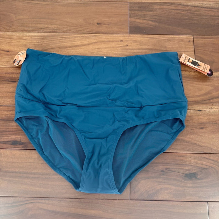 Shapermint Essentials High Waisted Tummy Control Bikini Bottom Teal Blue 2XL