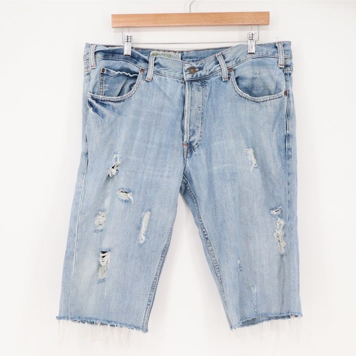 Abercrombie & Fitch Shorts Mens 36 Distressed Denim Light Blue Jorts Good