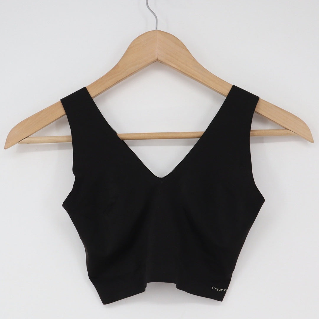 Calvin Klein Bralette Womens Medium Black Seamless V-Neck Excellent