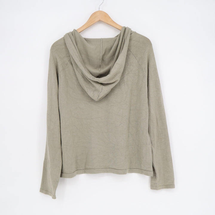 Forever 21 Hoodie Womens Large Olive Green Raglan Sleeve Drawstring Pullover