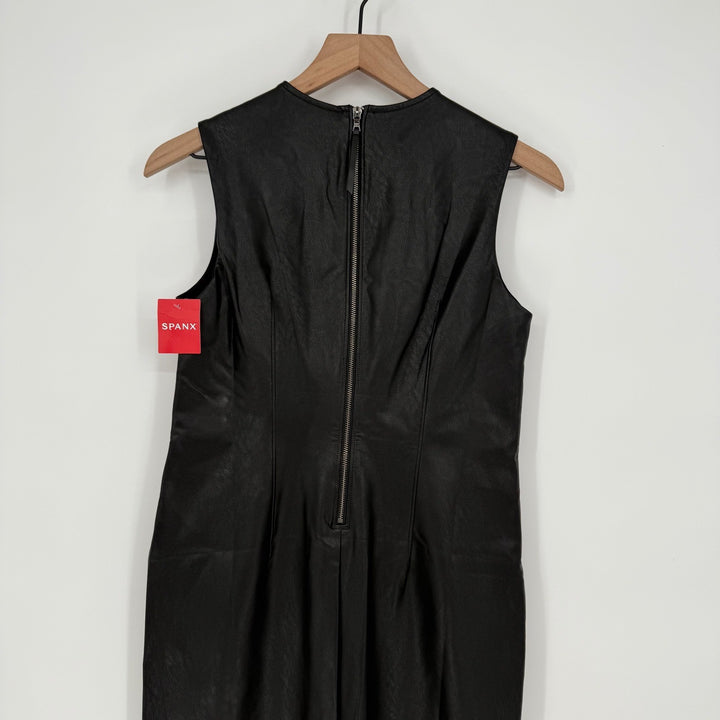 SPANX Il Fitted Dress Luxe Black Sleeveless Sheath Midi Bodycon Career Size S
