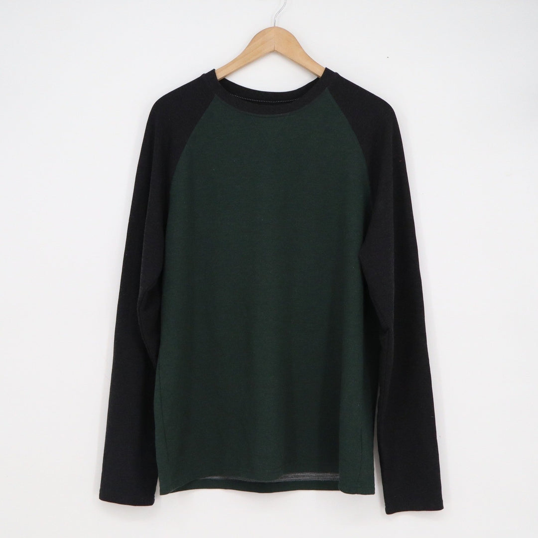 Orvis Classic Collection Mens Raglan Long Sleeve Shirt Green Black Size M