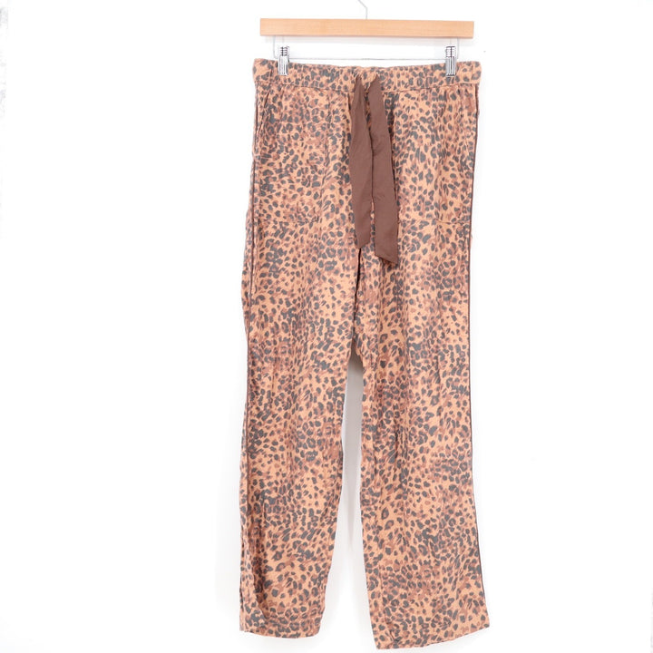 Aerie Leopard Print Relaxed Drawstring Pants Brown Animal Print XS Regular