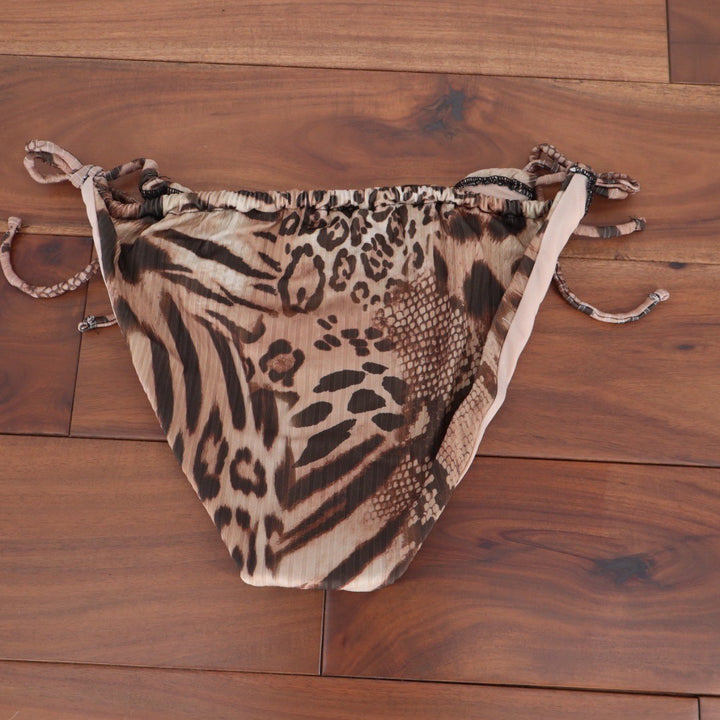 ASOS DESIGN Leopard Print High Leg String Thong Bikini Bottoms