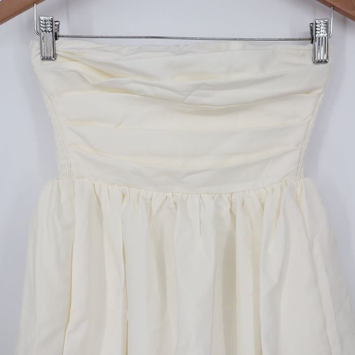 Showpo Shaima White Strapless Pleated Bubble Hem Mini Dress Size 2 NEW