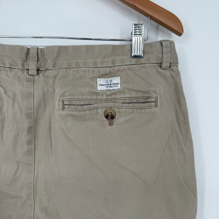 Vineyard Vines Breaker Chino Shorts Mens 32 Beige Cotton Pockets Stretch Logo
