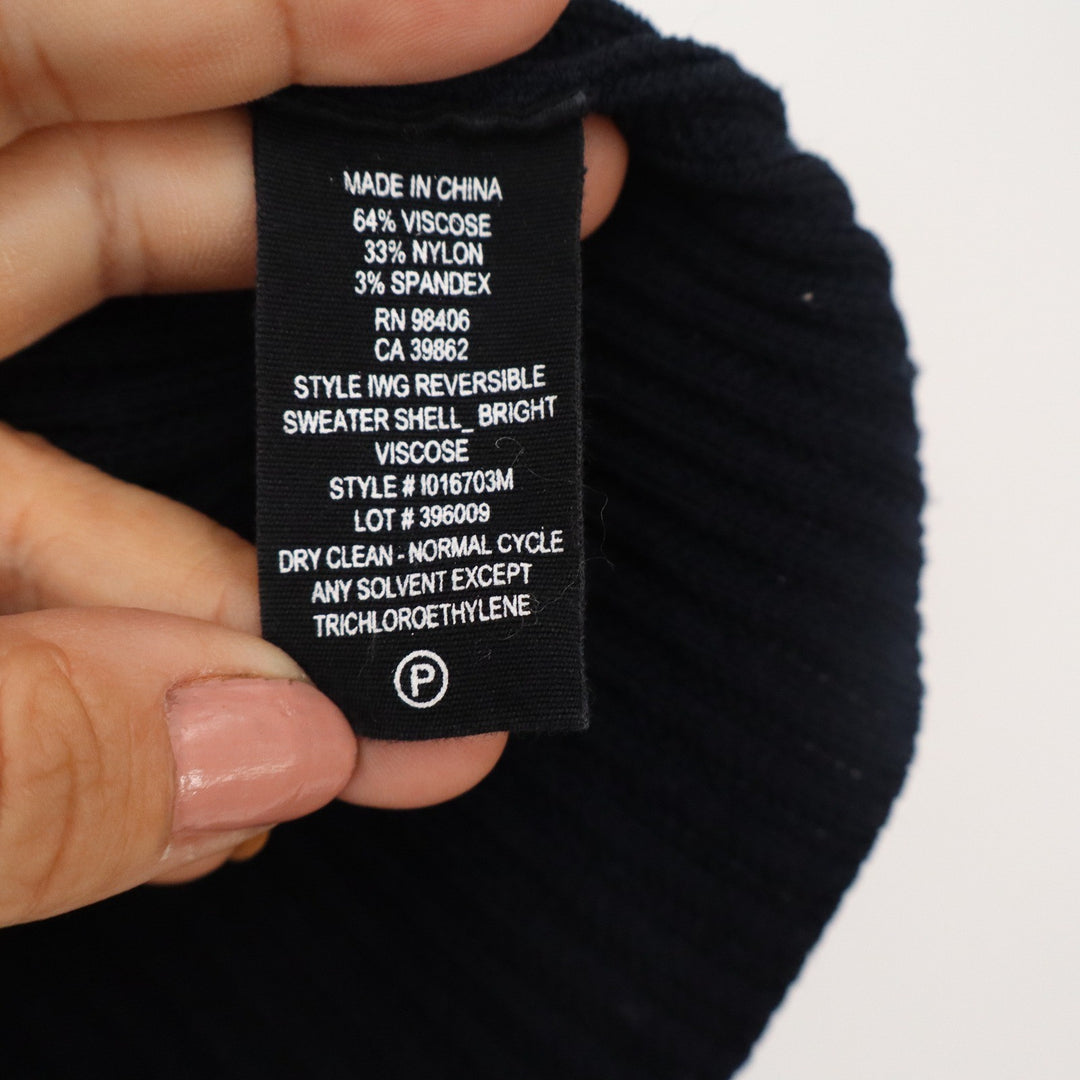Theory IWG Reversible Sweater Shell Black Ribbed V-Neck Tank Top Size L