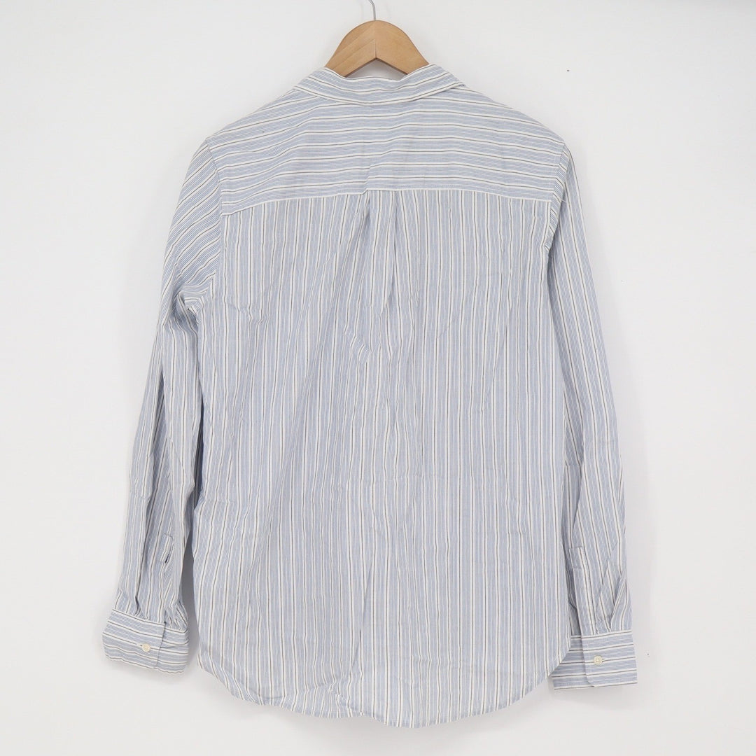 GAP The Classic Shirt Womens Medium Blue White Striped Cotton Button Down