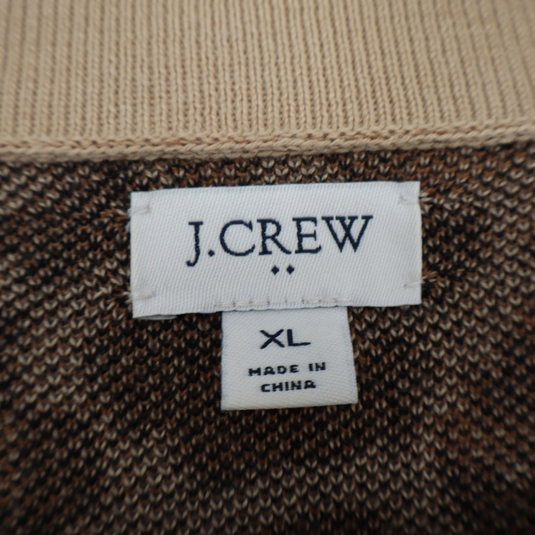 J.Crew Leopard Print Open Front Cardigan Sweater XL Cotton Tan Brown