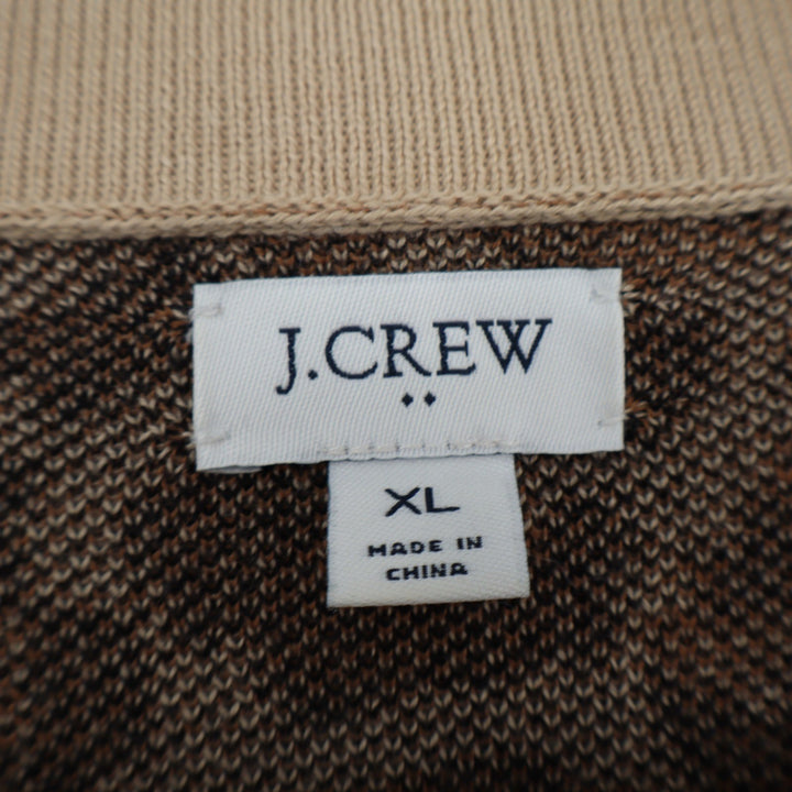 J.Crew Leopard Print Open Front Cardigan Sweater XL Cotton Tan Brown