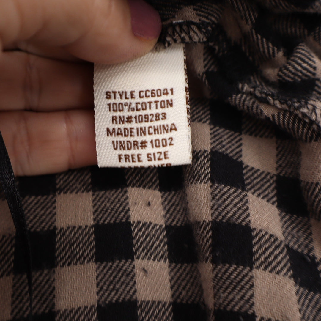 Vintage Havana Black Tan Gingham Wrap Maxi Skirt Cotton Ruffle One Size