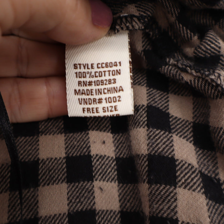 Vintage Havana Black Tan Gingham Wrap Maxi Skirt Cotton Ruffle One Size