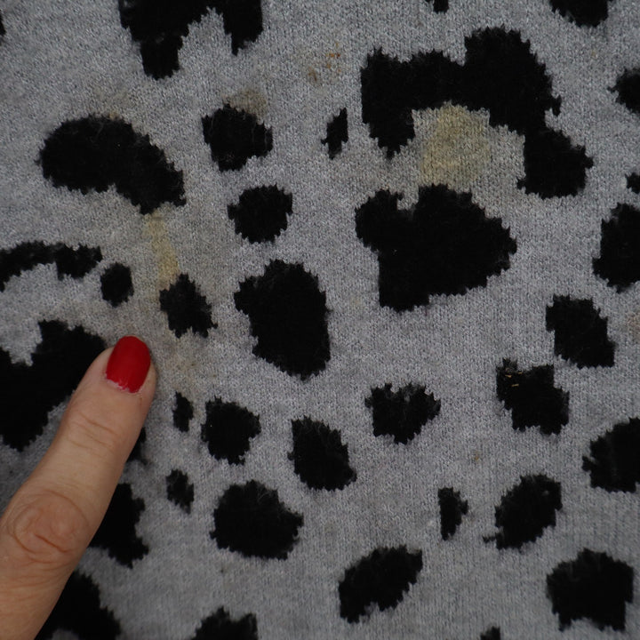 Workshop Republic Clothing Gray Leopard Print Crew Neck Sweater Women's 1X