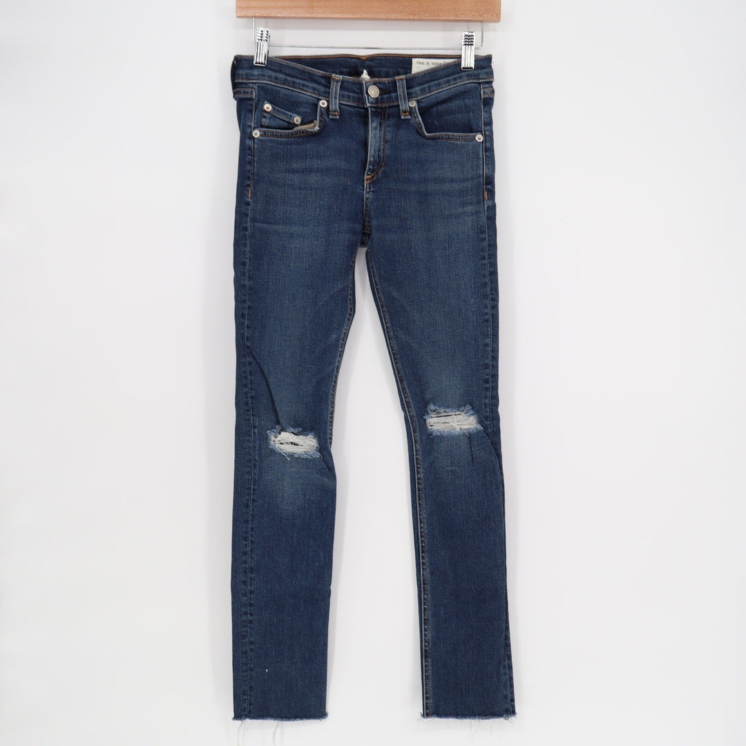 Rag & Bone JEAN Vashon Distressed Skinny Jeans Blue Size 26
